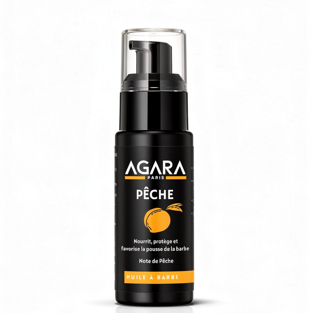 Huile à Barbe Naturelle PÊCHE Agara - Note de Pêche - 30ml